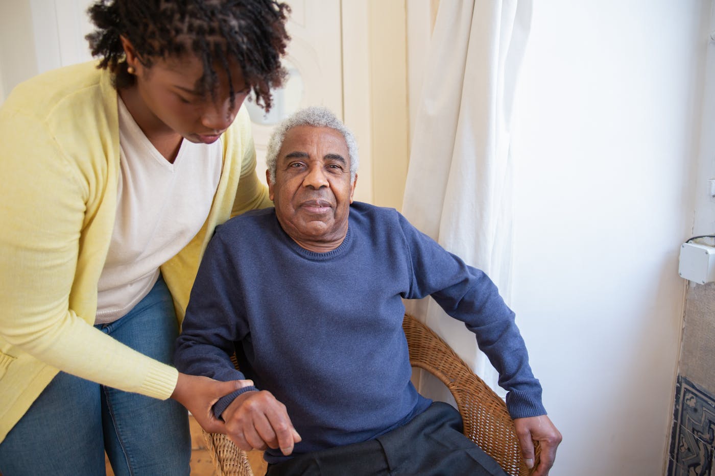 Caregiver providing supportive home care